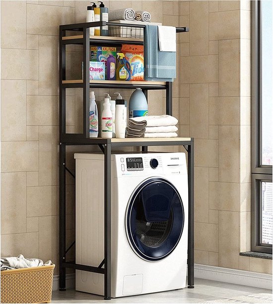 Space-Saving Wood Bathroom Rack for Washing Machine & Toilet
