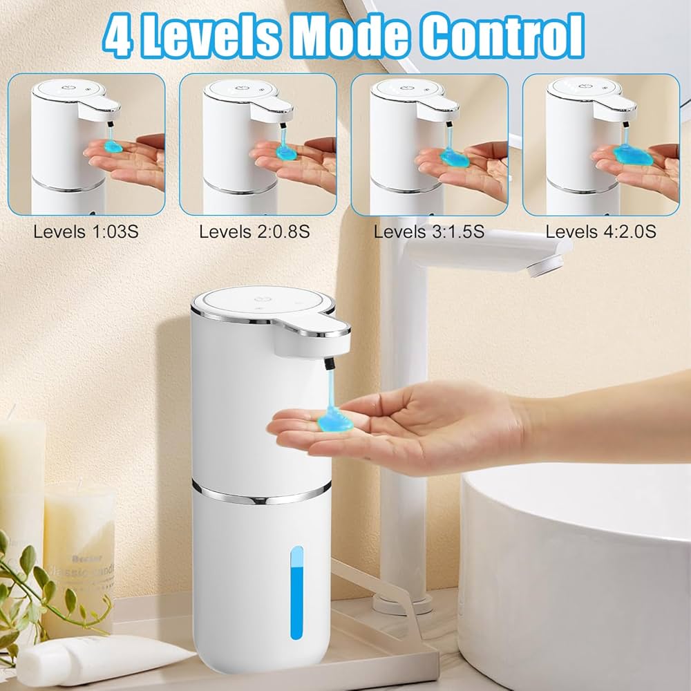 Automatic Soap Dispenser – Touchless Foaming, 380 ml, USB Rechargeable, 4-Level Adjustable Foam