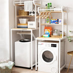 Space-Saving Wood Bathroom Rack for Washing Machine & Toilet