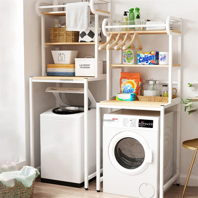 Space-Saving Wood Bathroom Rack for Washing Machine & Toilet