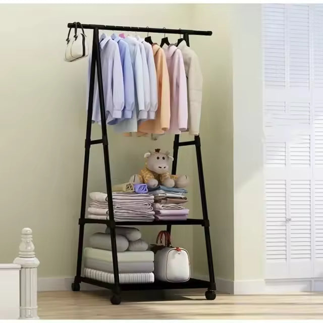 Floor-Standing to Ceiling-Mounted Coat Rack – Simple Clothes Drying Rack with Shelf