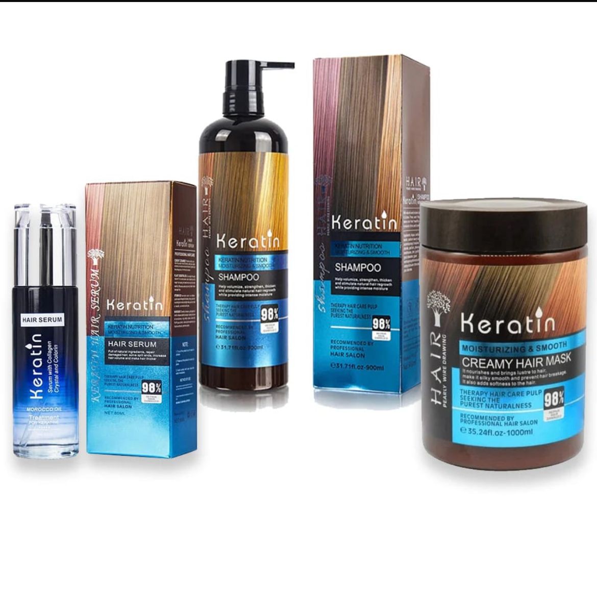 Shampoo & Hair Care Set – Keratin Hair Mask, Silky Repair, Dye & Perm Safe, Oil Control