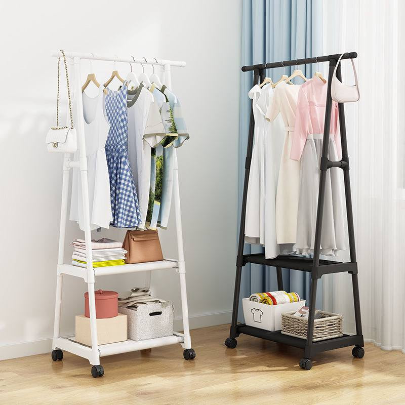 Floor-Standing to Ceiling-Mounted Coat Rack – Simple Clothes Drying Rack with Shelf